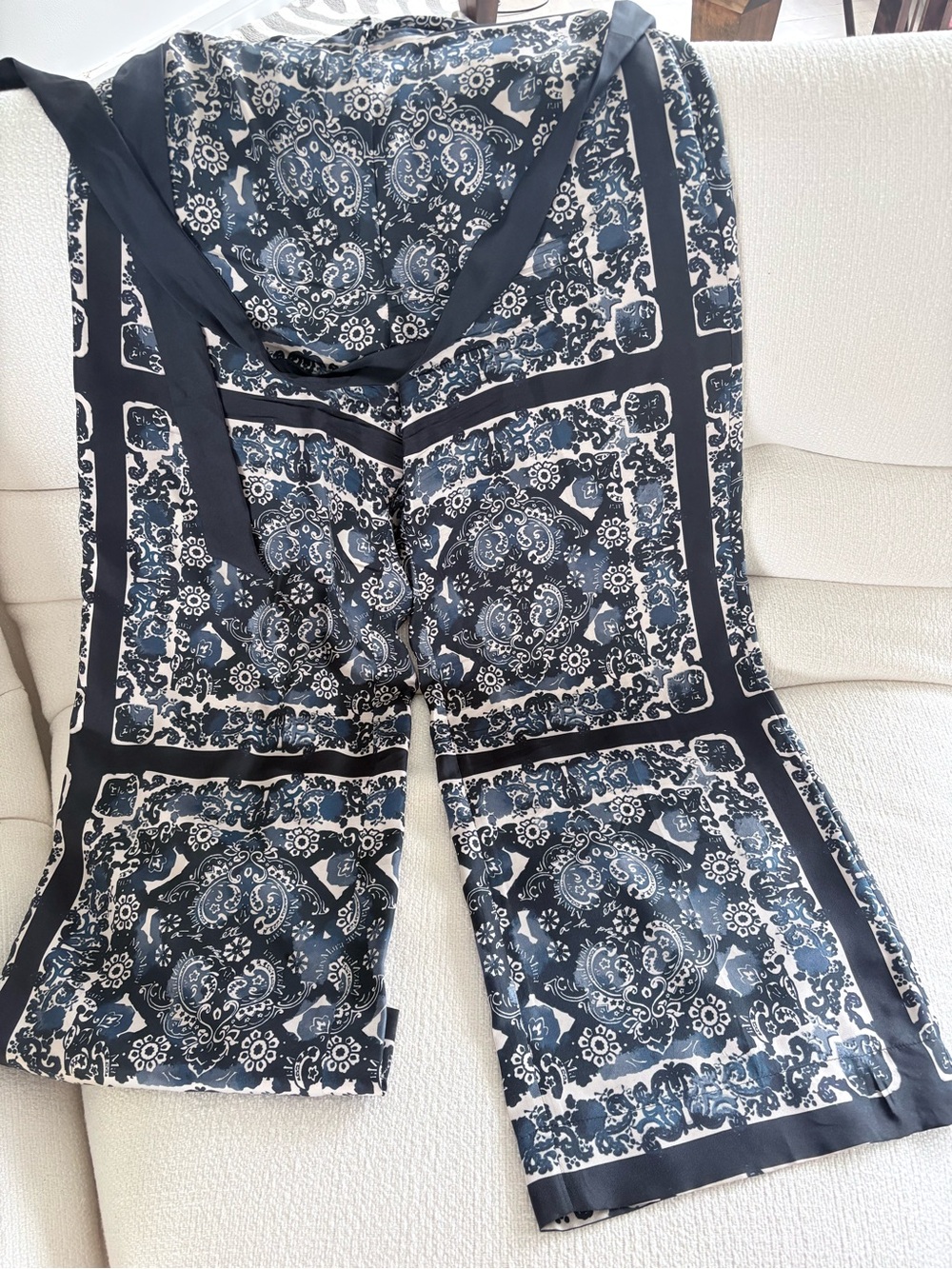 MaxMara Black & White Bandana-Print Wide-Leg Trousers
